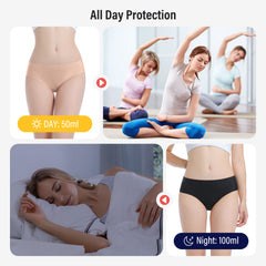 P22V 23V Period Underwear for Women Incontinence Washable Leakproof 50ml to 100ml Absorbent Leak Proof Panties for Women's Bladder Leakage Protective Briefs 2pcs