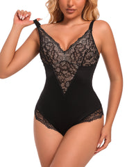 Lace Shapewear for Women Tummy Control - Deep V Neck Sleeveless Lace Corset Women’s Body Shaper Bodysuit Faja BL-SW03