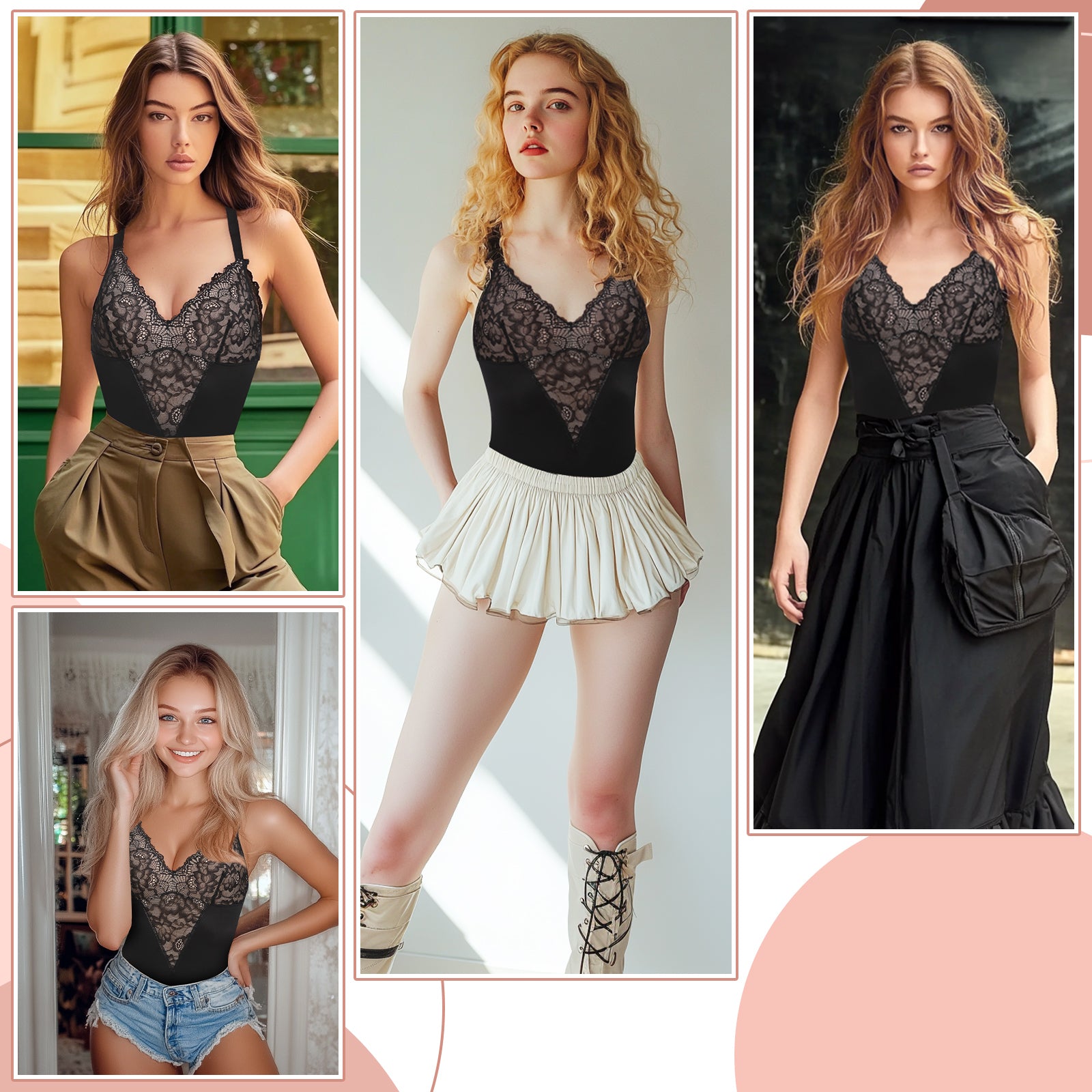 Lace Shapewear for Women Tummy Control - Deep V Neck Sleeveless Lace Corset Women’s Body Shaper Bodysuit Faja BL-SW03